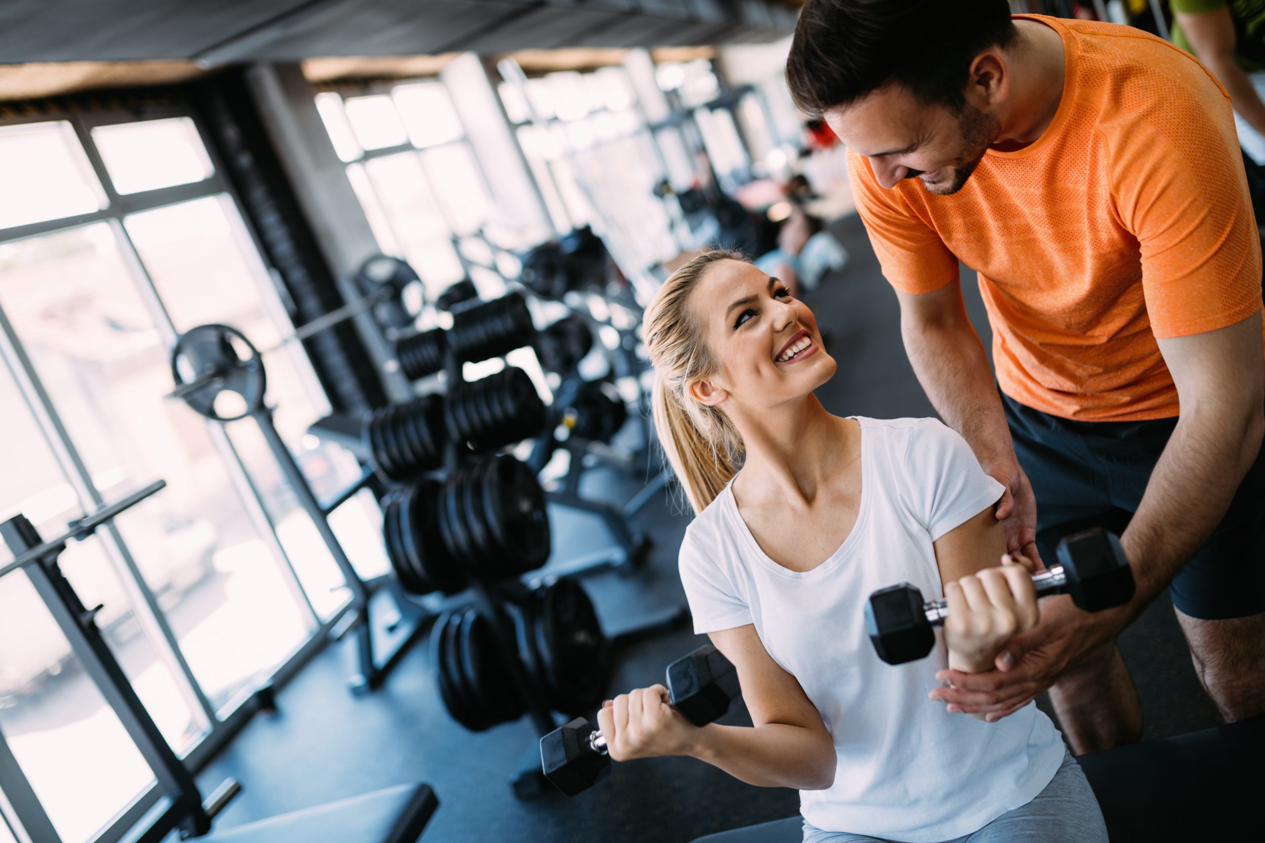 Working out in fitness center